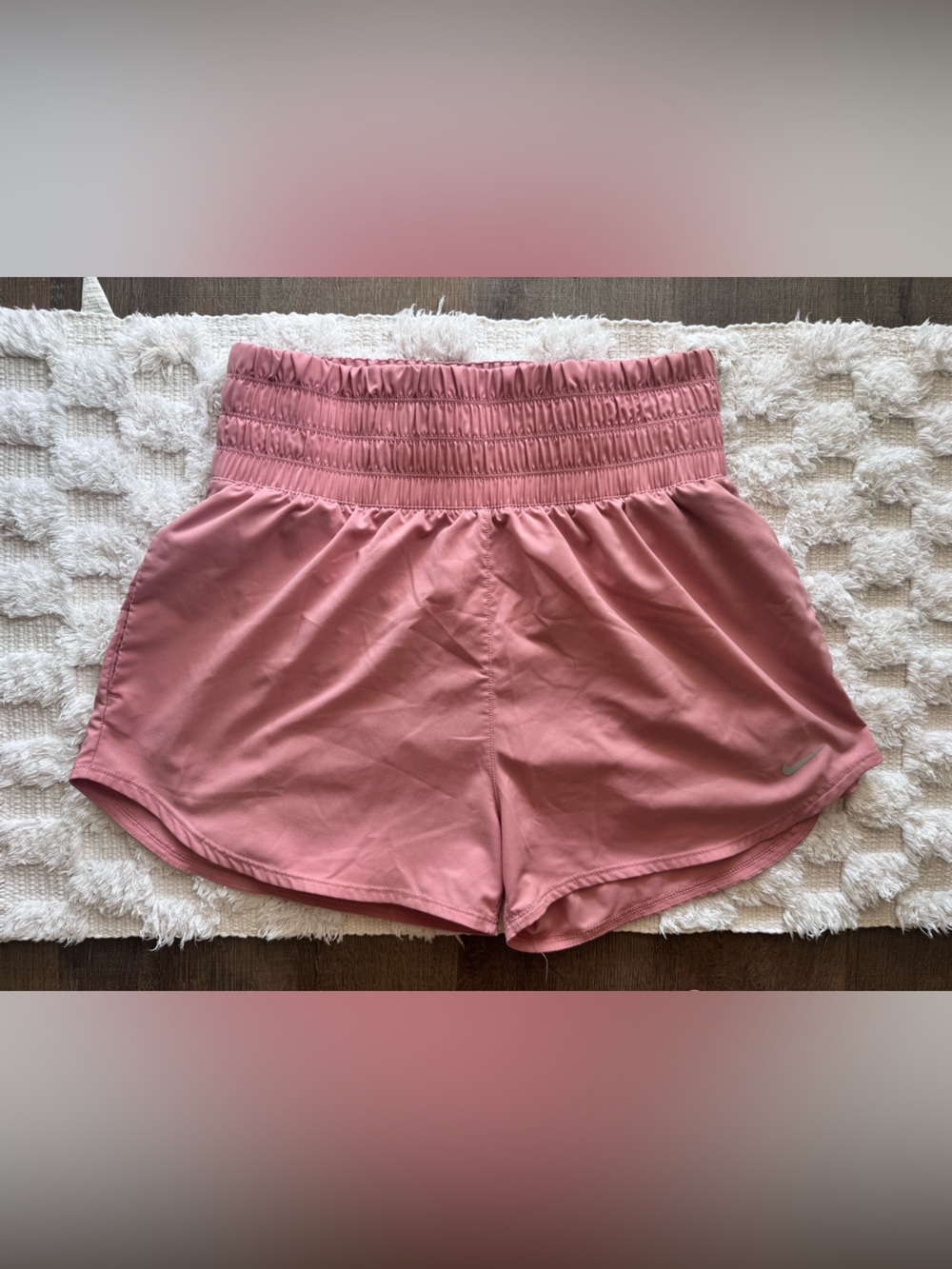 Nike Women's Dusty Rose Smocked Waist Athletic Shorts